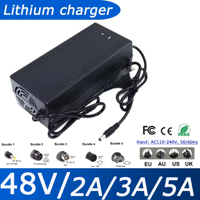54.6V 2A 3A 5A Charger 13S 48V Battery Pack Charger 5A Fast Charging Constant Current and Constant Voltage Full Self-Stop