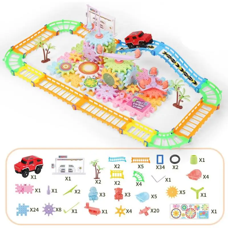 Building Blocks Gear Cogs Toy Electric Brick Building Gears Toy Set Interlocking Learning Blocks Birthday Gift For Kids Children