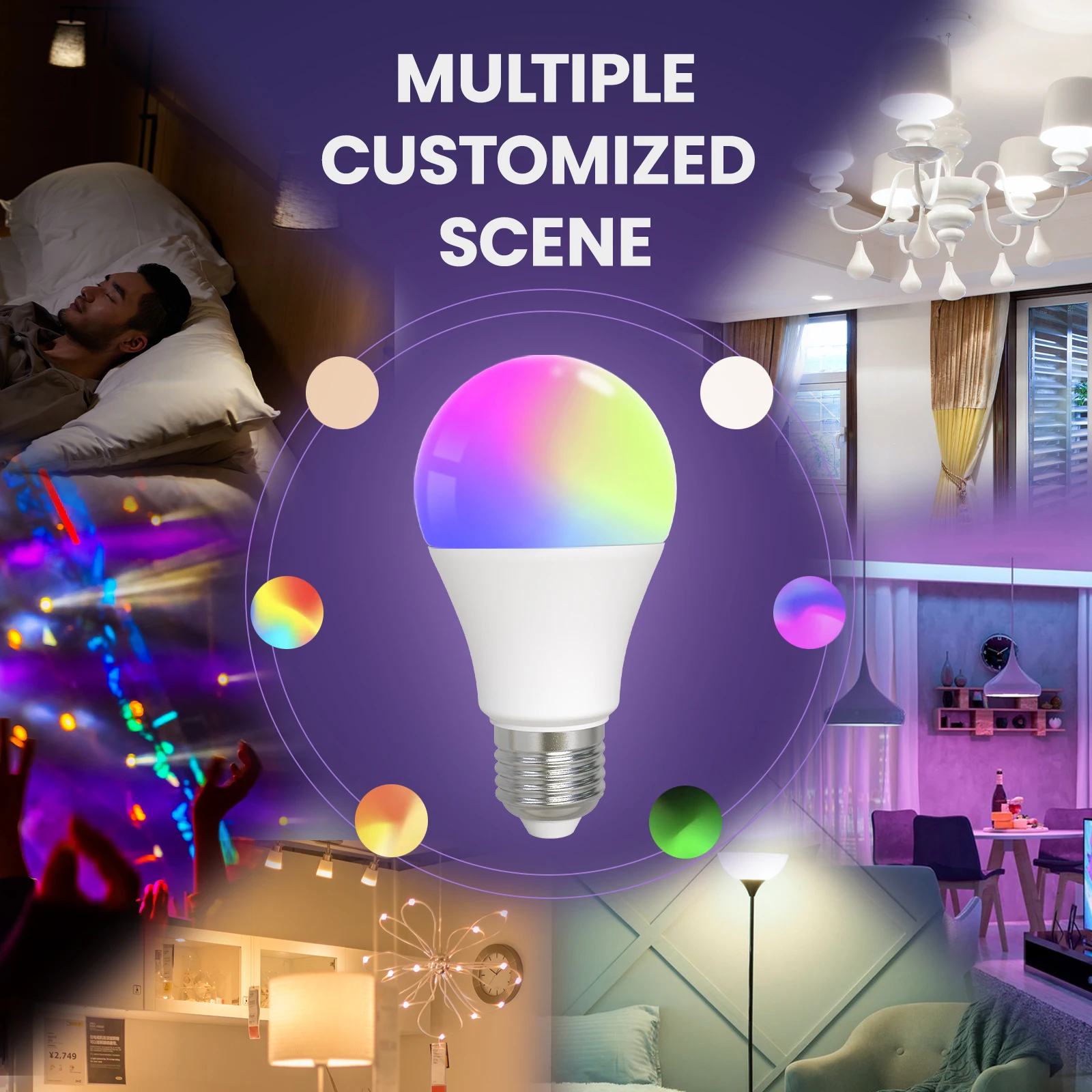 Description Picture 3 of itemTuya E27 Led Lights Bulb RGB CCT Beacon Led Lamp Alexa Smart Bulb Dimmer Bluetooth Google Assistant For Smart Home Decoration