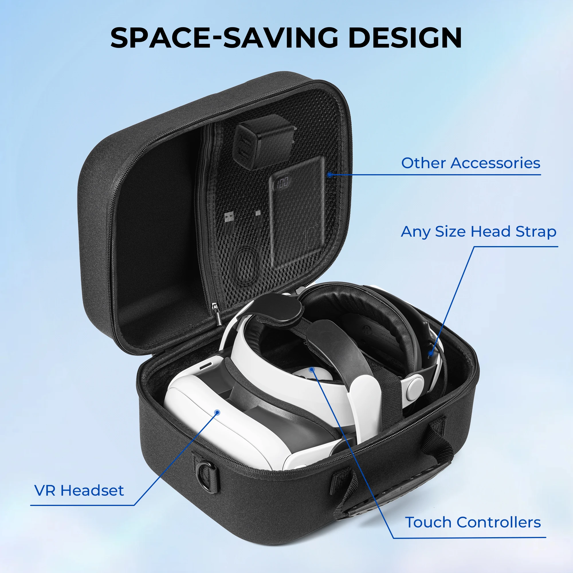 Enhanced Storage Case for VR Controllers and Headset – Durable Hard Shell Travel Bag