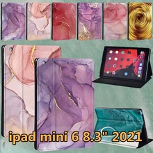 

Case for IPad Mini 6 A2567 A2568 A2569 Case Funda Apple IPad Mini 6 2021 8.3" Leather New Watercolor Pattern Protective Cover
