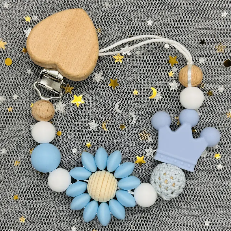 Baby With Name Baby Pacifier Clip Silicone Flower Nipple Holder Clip Chain Silicone Pacifier For Teether Toy New