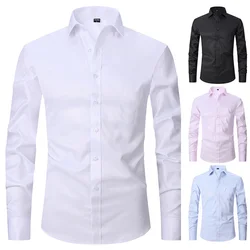 Mens Dress Shirts Men Black White Long Sleeve Cardigan Slim Fit Formal Shirts African Men's Shirts Vintage Clothing