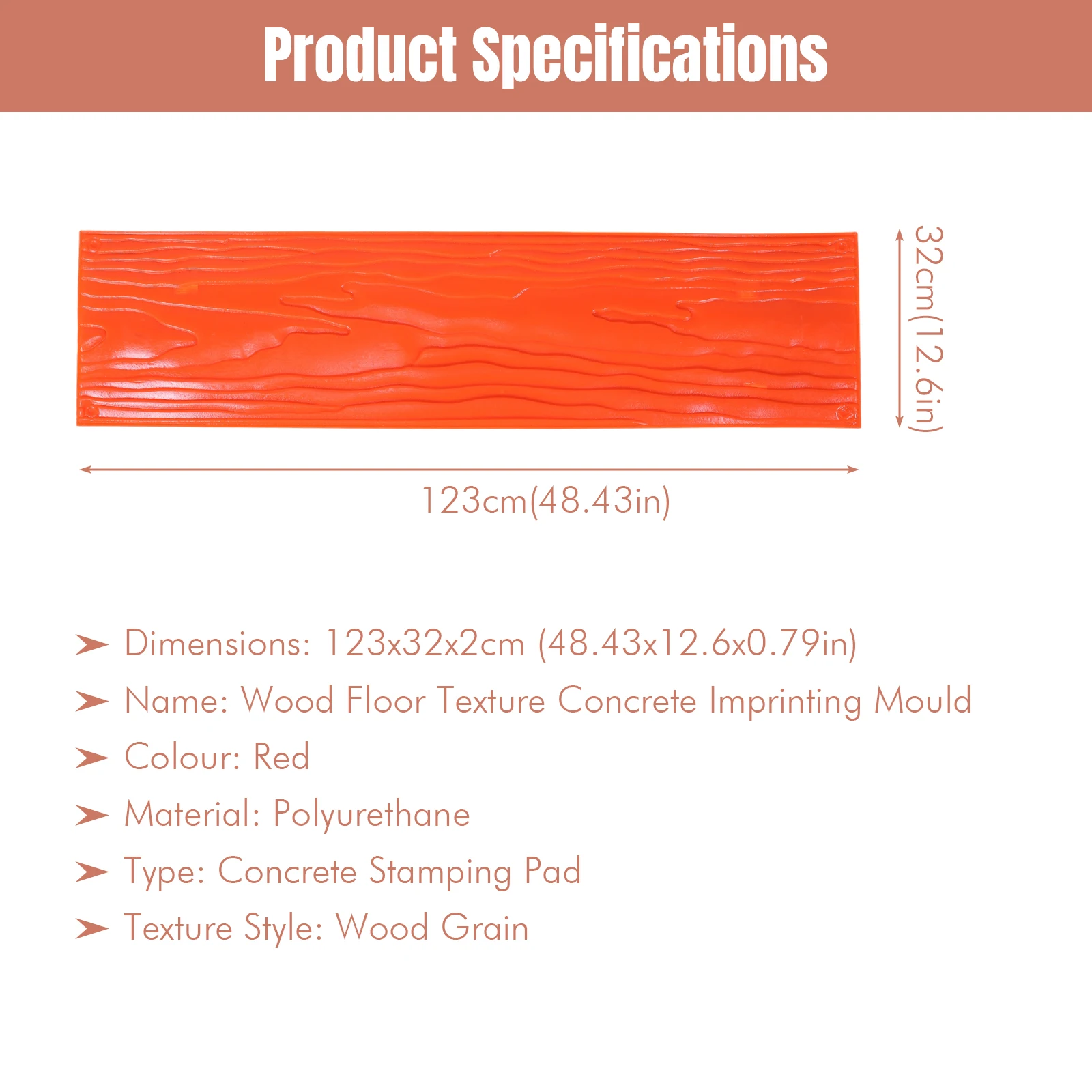 122x31cm Concrete Texture Stamp Mat Polyurethane Wood Grain Concrete Wood Plank Concrete Stamps Mat for Indoor/Outdoor Floors