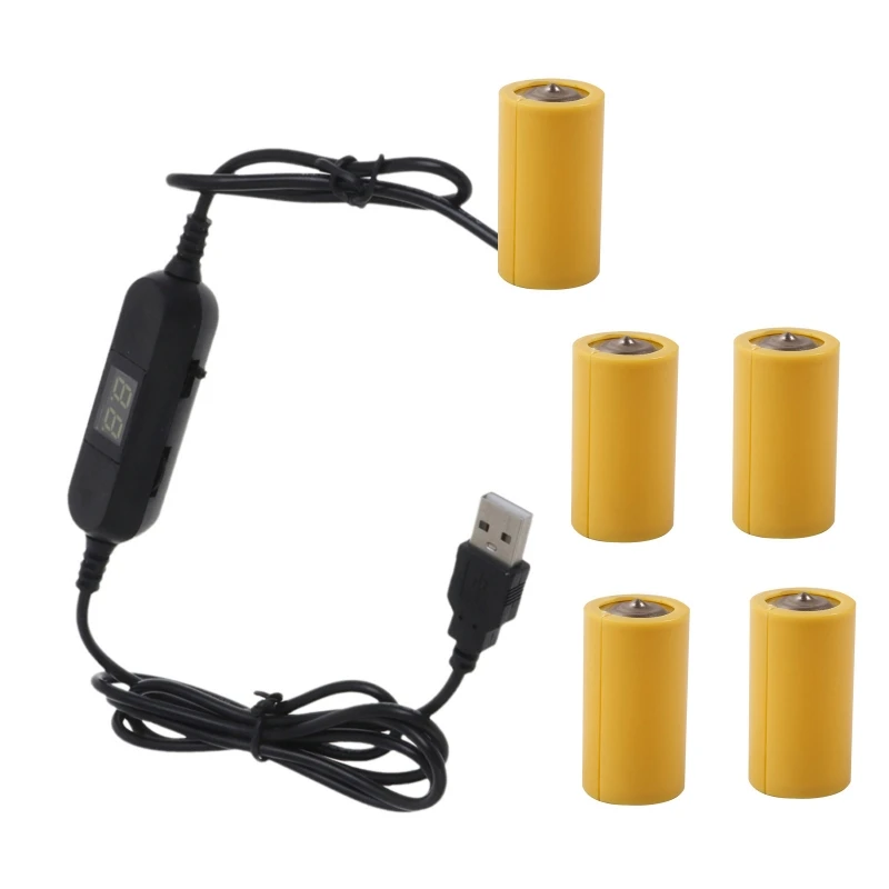 

USB to LR14 Battery Cable 1.5V 3V 4.5V 6V 7.5V Power Supply Cord Converter Wire Replace 1-5pcs LR14 Batteries 120cm DropShipping