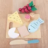 Wooden Pretend Play Food Kitchen Toys Classic Cutting Cooking Set Kids HousePlay Educational Imitation Game Toys for Girls Boys 4