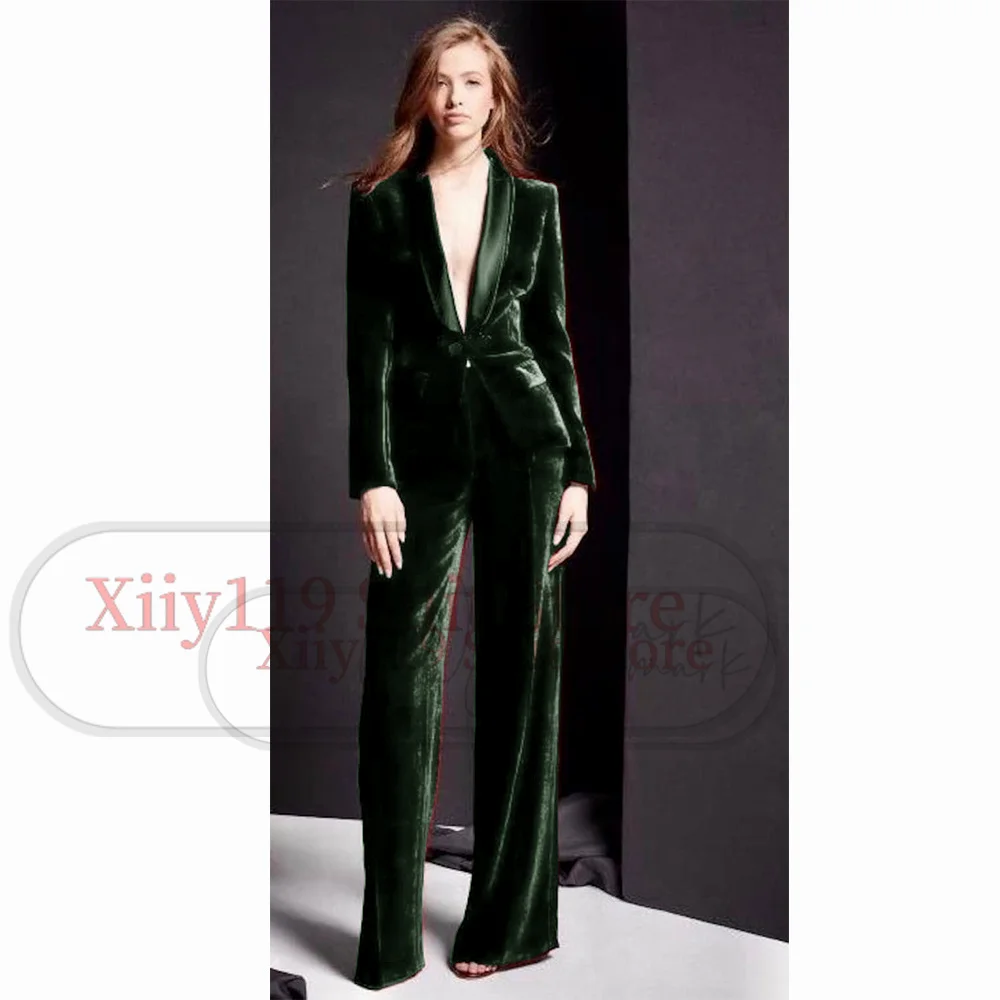 Two Peice Set Women Outfits Velvet Two-piece Single-breasted Business Casual Elegant Suit Bags and Coats for Ladies Formal Pants