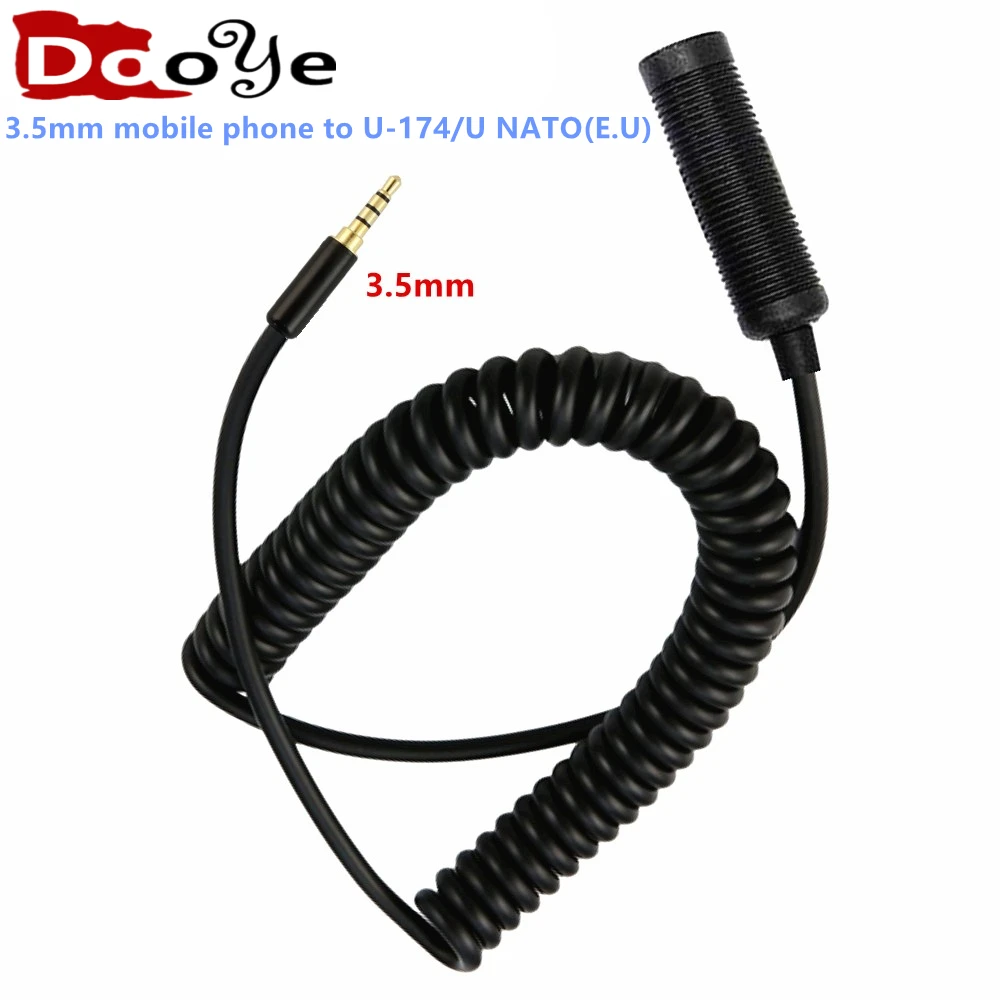 3.5mm mobile phone to U174/U for COMTAC MSA EARMOR TCA TRI NATO plug(E.U) Headphones Headset Extension Cable Durable Stable