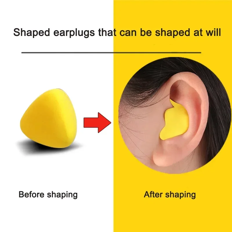 Foam Earplugs Silicone Earplugs 60Pcs Moldable Shaped Noise Reduction PU Earplugs Aid Sleep Soft Earplugs Soundproof Ear Plugs