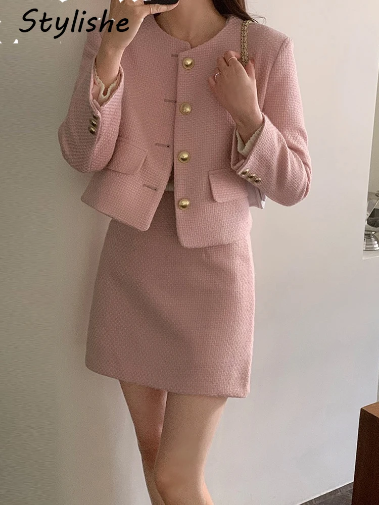 Tami V-Neck Embroidery Appliques Jacket + Slit Pencil Skirt Office Lady Two Piece Set
