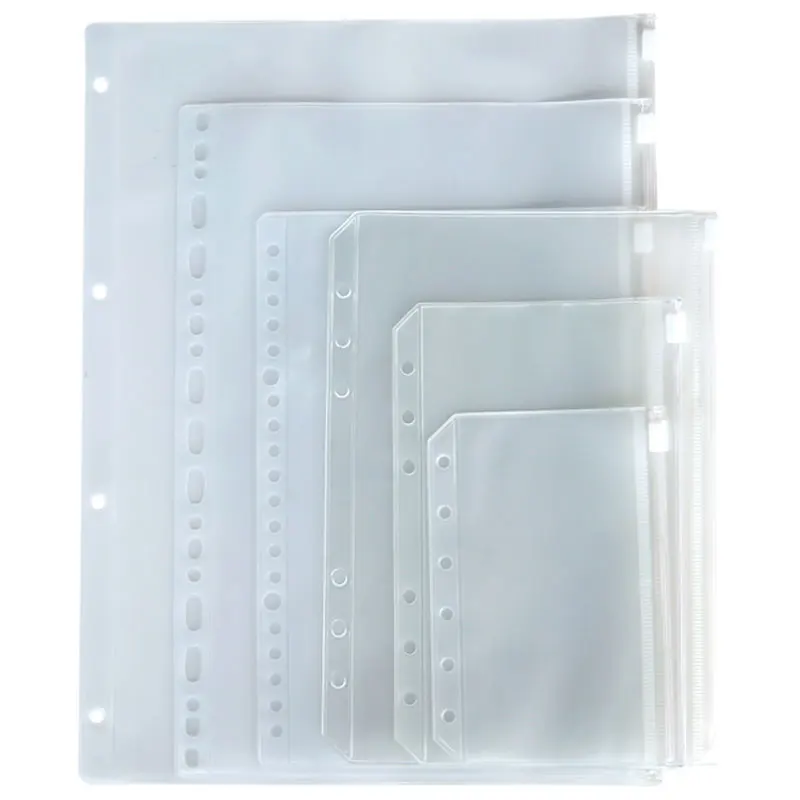 

5PCS A4 B5 A5 A6 A7 Zipper Bags For Loose Leaf Planner