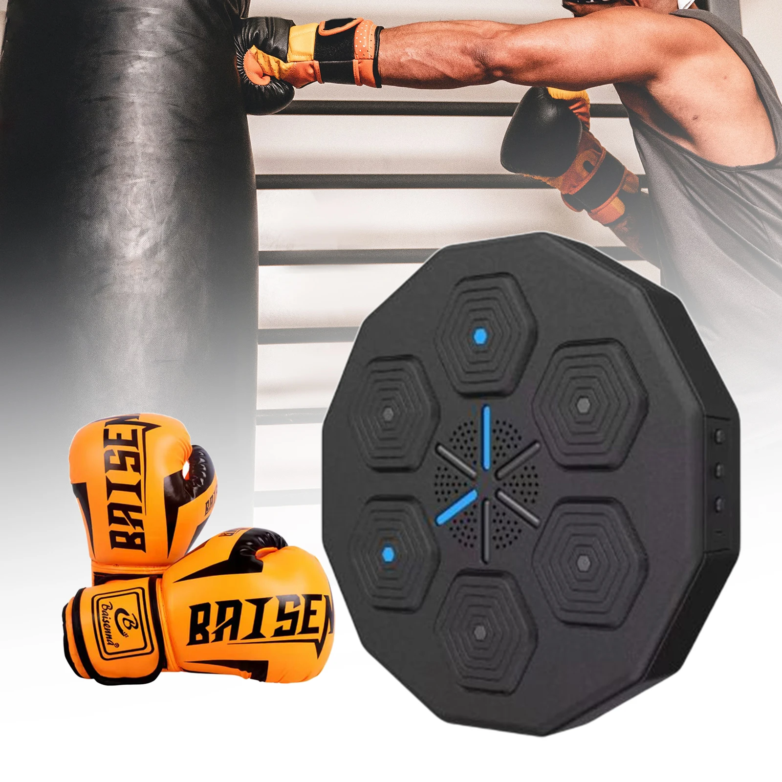 AA-SS Smart Music Boxing Machine with Boxing Gloves, Multi Musical Target  Boxing Reaction Wall Targets,hit The Target According to The Music and  Lighting