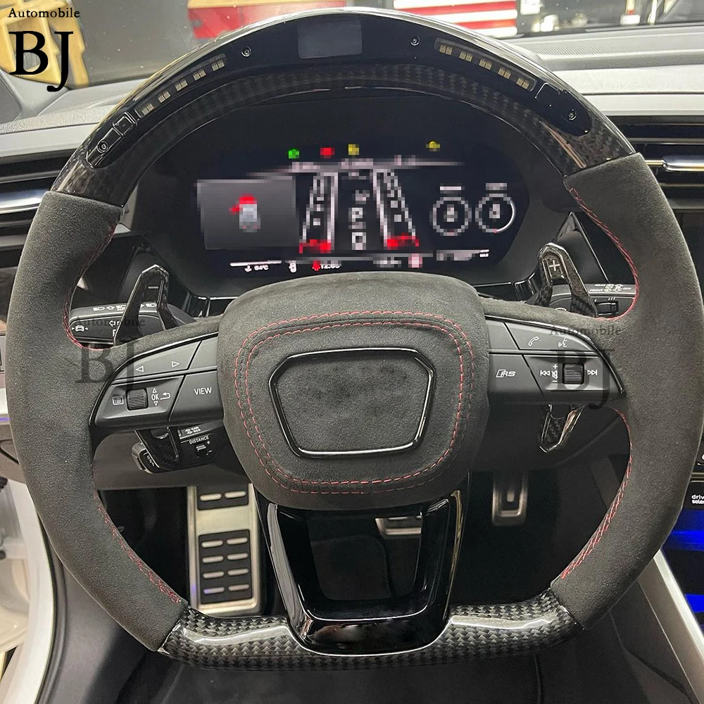 Автомобильное рулевое колесо из углеродного волокна, подходит для Audi A3 A4 A5 Q3 Q4 Q5 Q7 RSQ3 RSQ4 RSQ5 RSQ7 8Y 2021-2023, модель на заказ