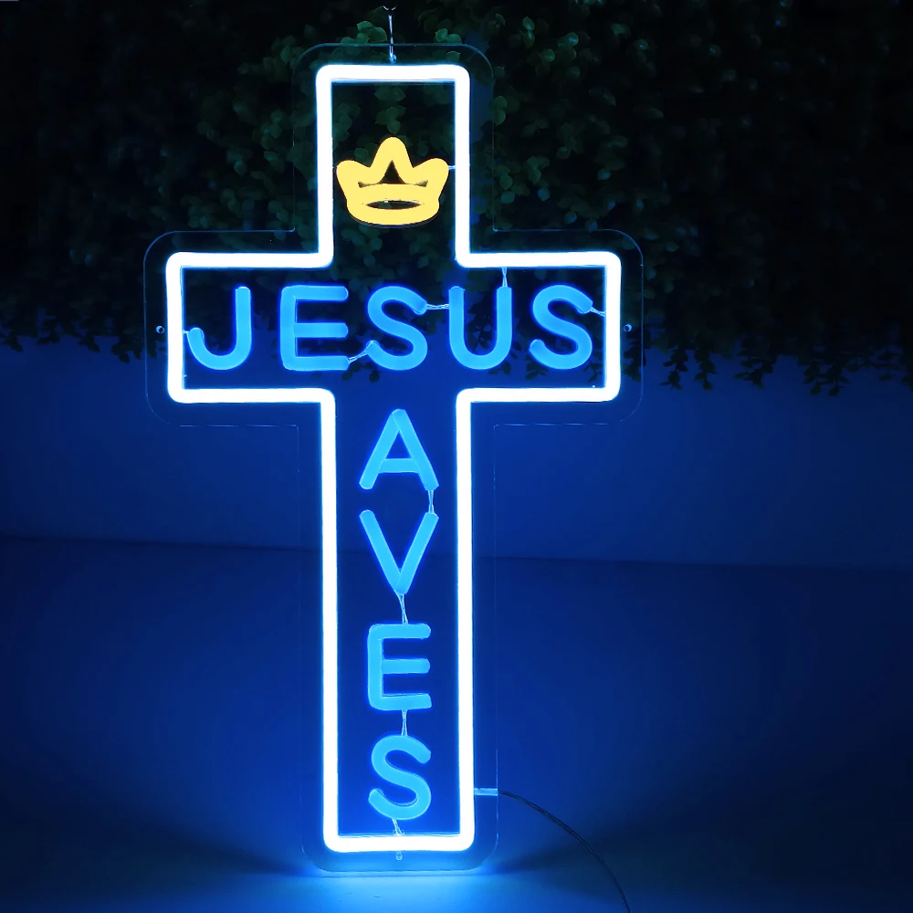 

Jesus Christ Cross Neon Signs, Cross Jesus Neon Sign Light Home Decoration, Wall Mounted God Holy Jesus Cross for Home Weddings