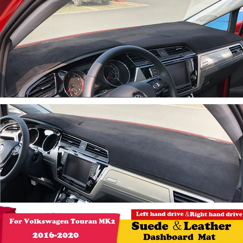 Suede Leather Dashmat Dashboard Cover Pad Dash Mat Carpet Car Accessories for Volkswagen VW Touran MK2