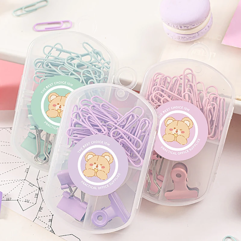 

Color Paper Clips Effective Office Stationery Clip Bookmark Metal Office School Accessories pink kawaii