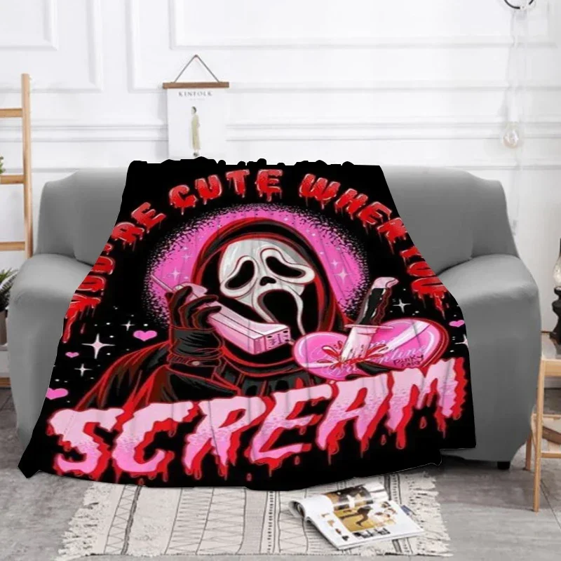 Pink Ghostface Nap Baby Blanket Sofa Winter Bed Blankets Throws Furry Throw Fluffy Soft Fleece Beds Custom Anime Flannel Home 3