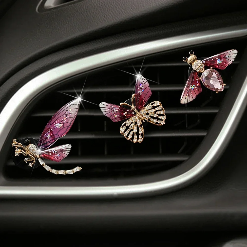 Dragonfly Rhinestone Car Air Freshener Clip