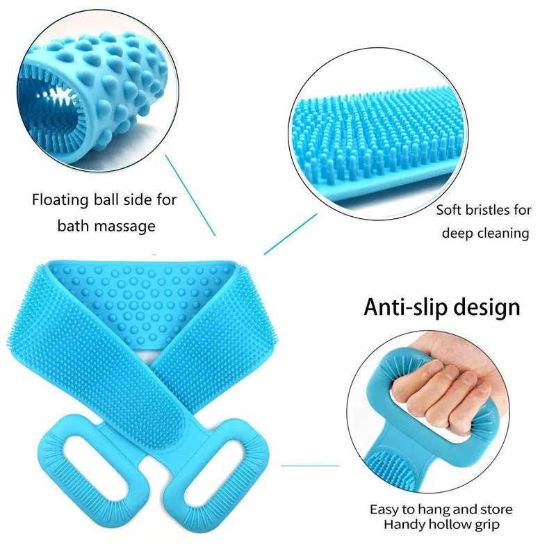 Bath exfoliating brush Body Sponge Silicone Brush Bath Towel Bath Gel Cleansing Skin Brush Massage Shower Extended Scrubber