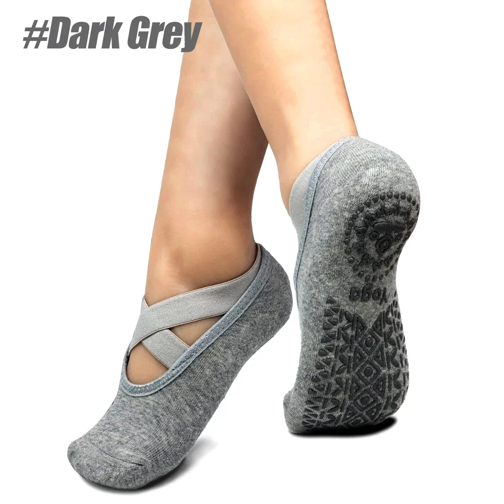 Women's Non-Slip Yoga & Dance Socks with Straps - Ideal for Fitness & Barefoot Workouts