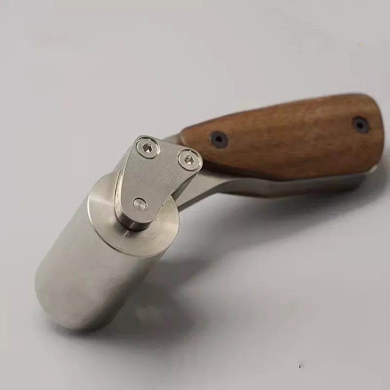Nattools Leather Heavy-duty Drum 304 Stainless Steel Black Walnut Handle Pressure Wheel DIY Handmade Leather Pressure Glue Tool