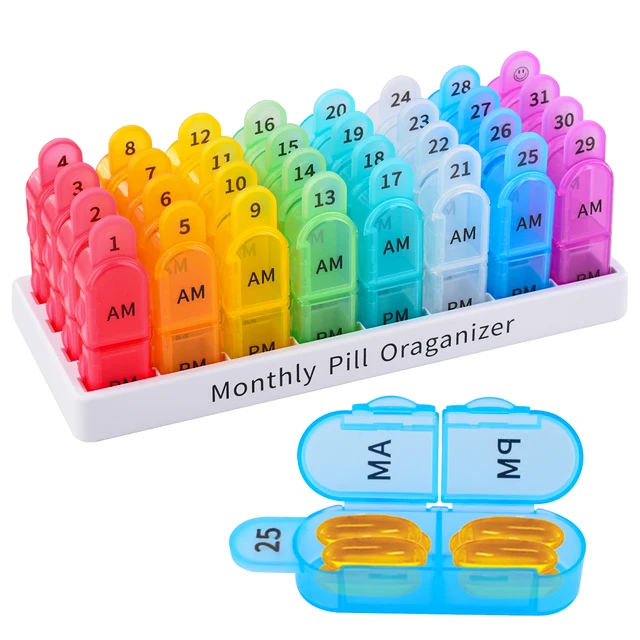 AM PM Pill Box Medication Organizer Weekly Medicine Storage Holder