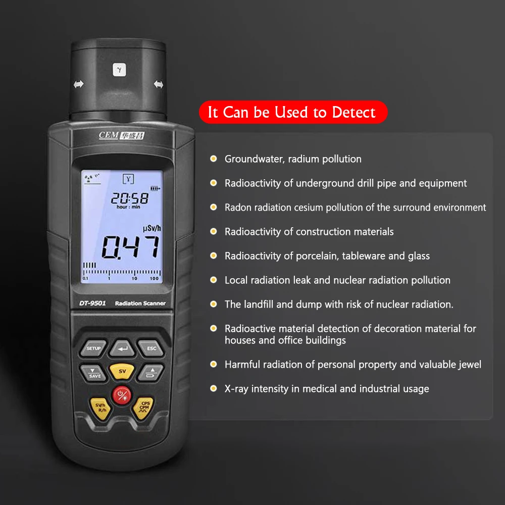 Radiation Detector CEM DT 9501 Multifunctional Digital Radiation Scanner Reactor Geiger Counter
