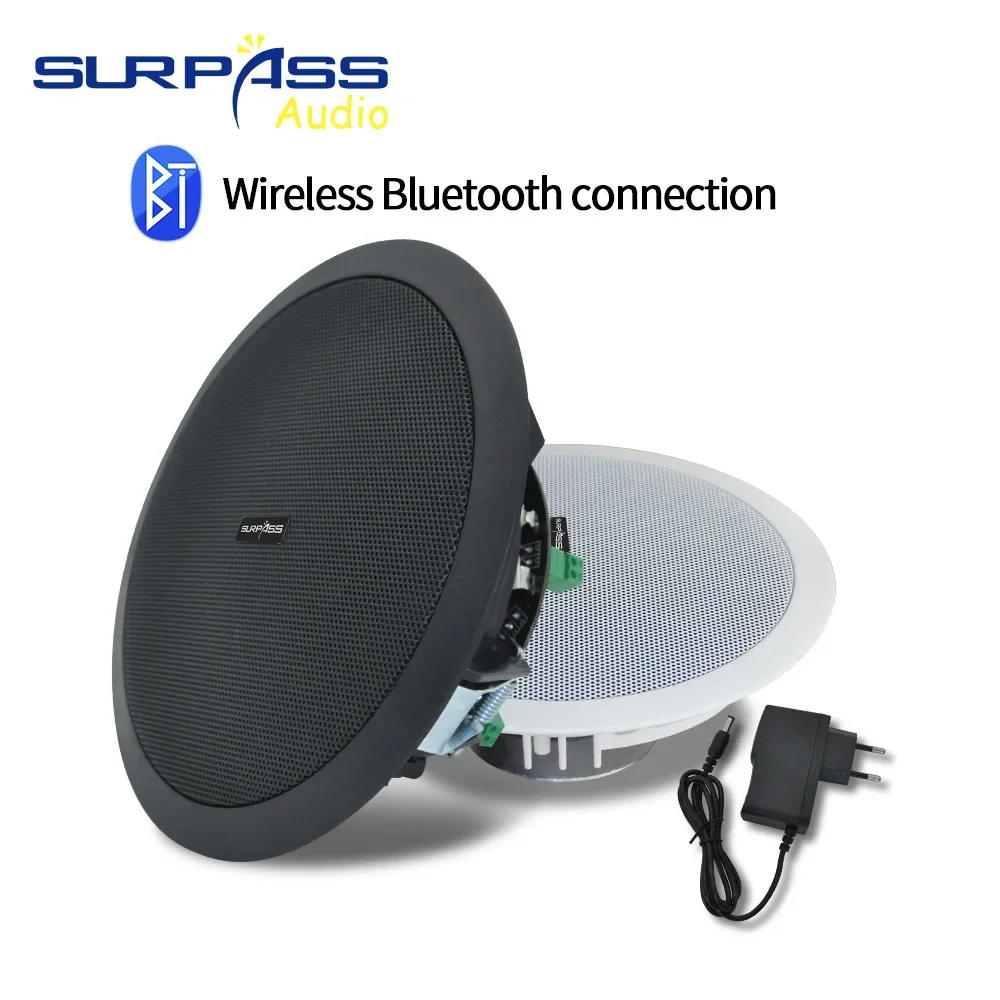 Bluetooth Ceiling Speakers Active 5" Ceiling-mounted Black Model Speakers Stereo Sound Reinforcement System Home Theatre Sound