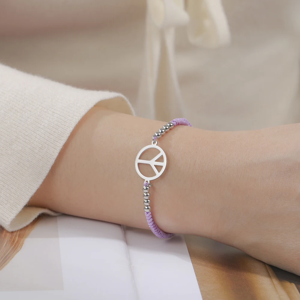 Dawapara Friedenszeichen-Armband, Fußkettchen für Damen und Herren, Liebes-Friedenszeichen-Symbol, minimalistischer Edelstahl-Paarschmuck – Detail 13