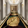 Luxury 3D Golden Leaf Pattern Long Corridor Carpet Room Decoration Hallway  Rug Non-slip Hotel Runner Carpets Stairway Floor Mat 1