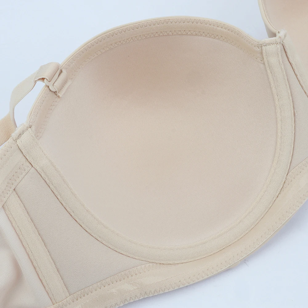 Sheroine Plus Size Strapless Push Up Bra, Underwire Multiway Full Coverage Lightly Padded Bras for Large Breasts Support Comfort