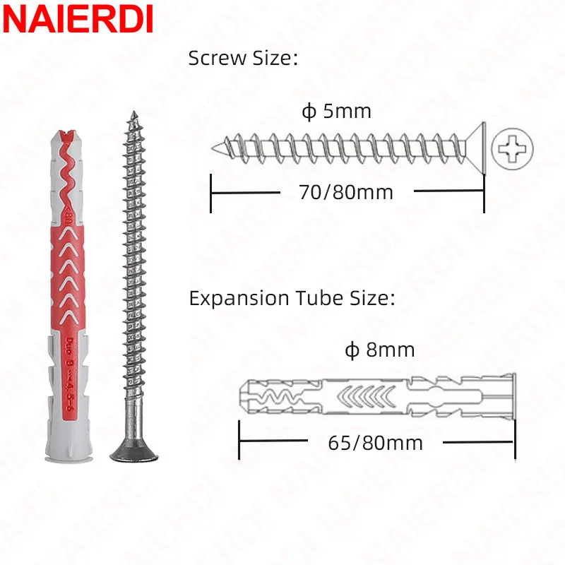 Expansion Tube Hollow Wall Anchors Set 10 Set for M8 Safety Anchor Bolt Nylon Tube Screws Wall Fastener hollow wall anchor set