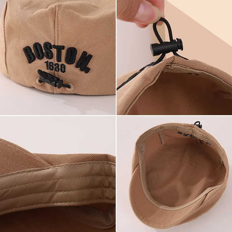 Solid Color Letter Baby Beret Hat Korean Embroidered Adjustable Newsboy Cap for Boy Girl Spring Summer Kids Snapback Casquette 5