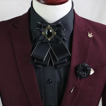 Elegante splendido diamante nastro Bowtie uomo abito da sposa uniforme abito da sposo farfalla banchetto accessorio regalo vino rosso Navy rosa 1