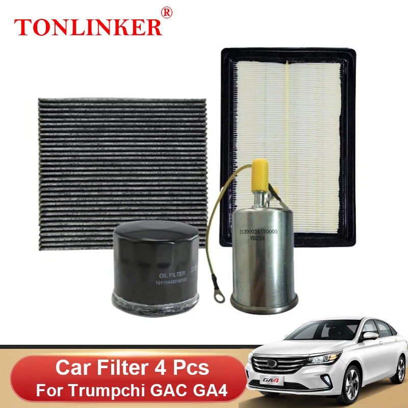 

TONLINKER Car Cabin Air Filter Oil Filter Fuel Filter For Trumpchi GAC GA4 2021 2022 1.5MT Model Car Accessories 1Pcs/4Pcs Set