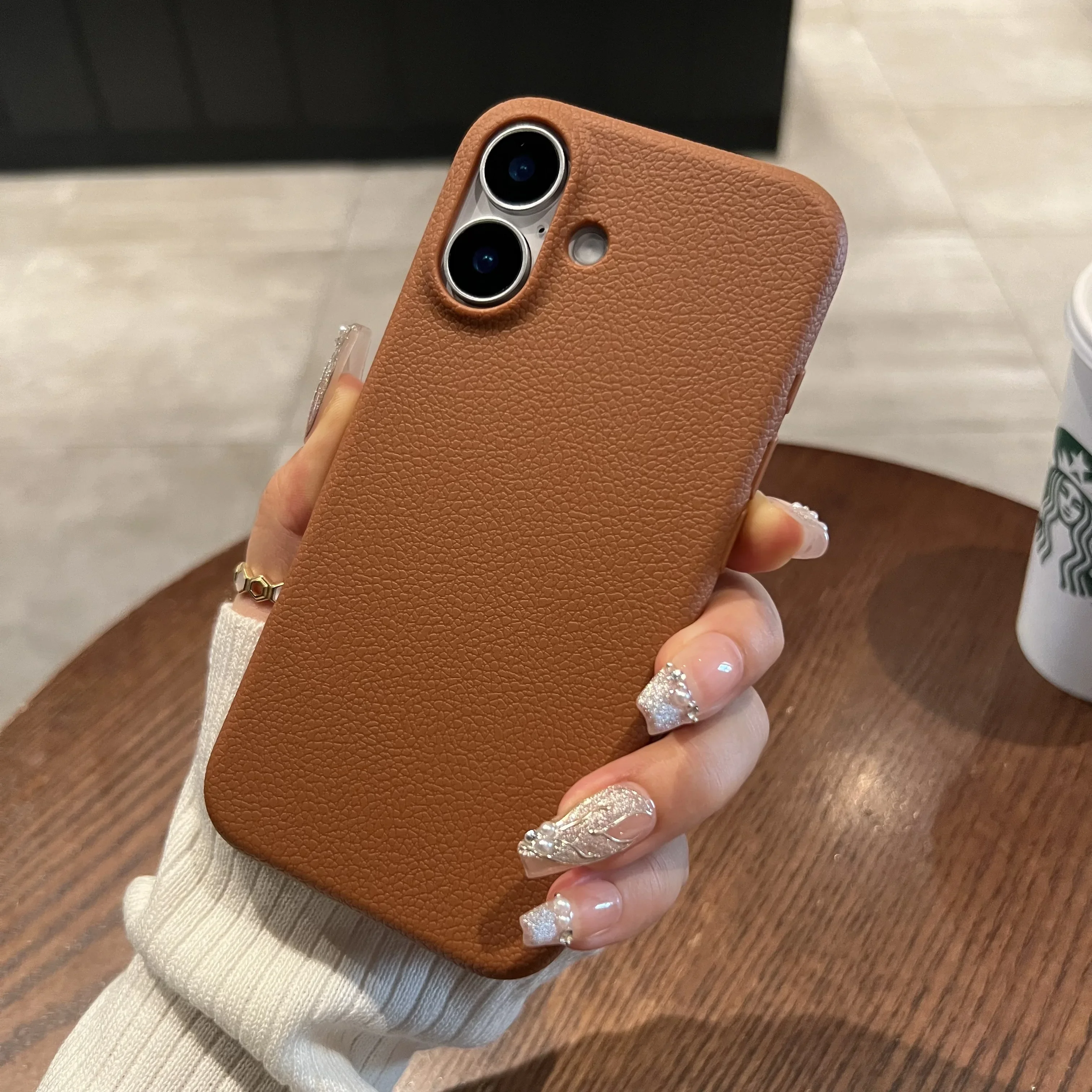 Elegant Leather Texture Shockproof Silicone Case with Lichee Pattern