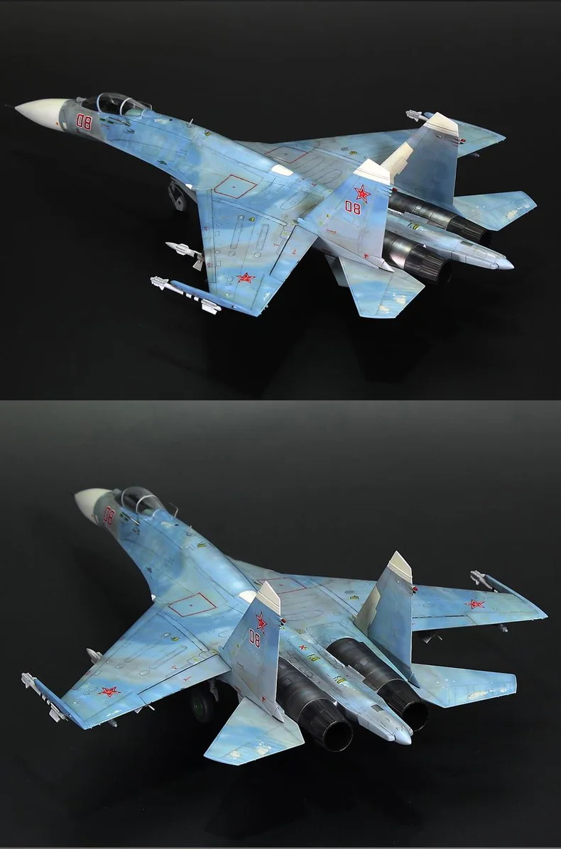 Red-Blue SU-27 Flanker Heavy Aircraft 1:100 Simulation Fighter Military  Model