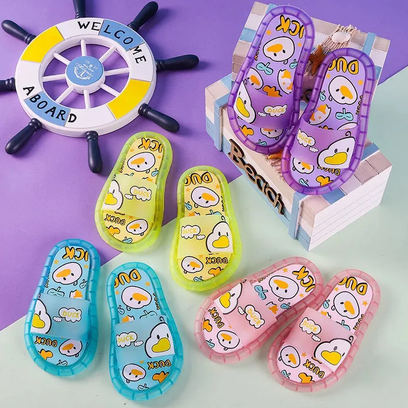 Boys Girls Lighted Slippers Sandals Graffiti Cartoon Ducks Fashion Cute Children Shoes Home Bathroom Flat Non-slip Beach Sandal children slippers girls summer slide flip graffiti beach sandals kids bathroom toddler boys indoor flip flops baby home shoes