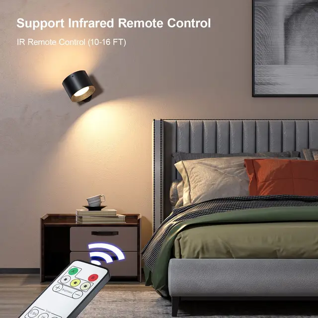 Rotating Wall Lamp Remote Control Touch Magnetic 360 Degree Color Changing  Bedroom Bedside Lamps Non-punching USB Charging - AliExpress