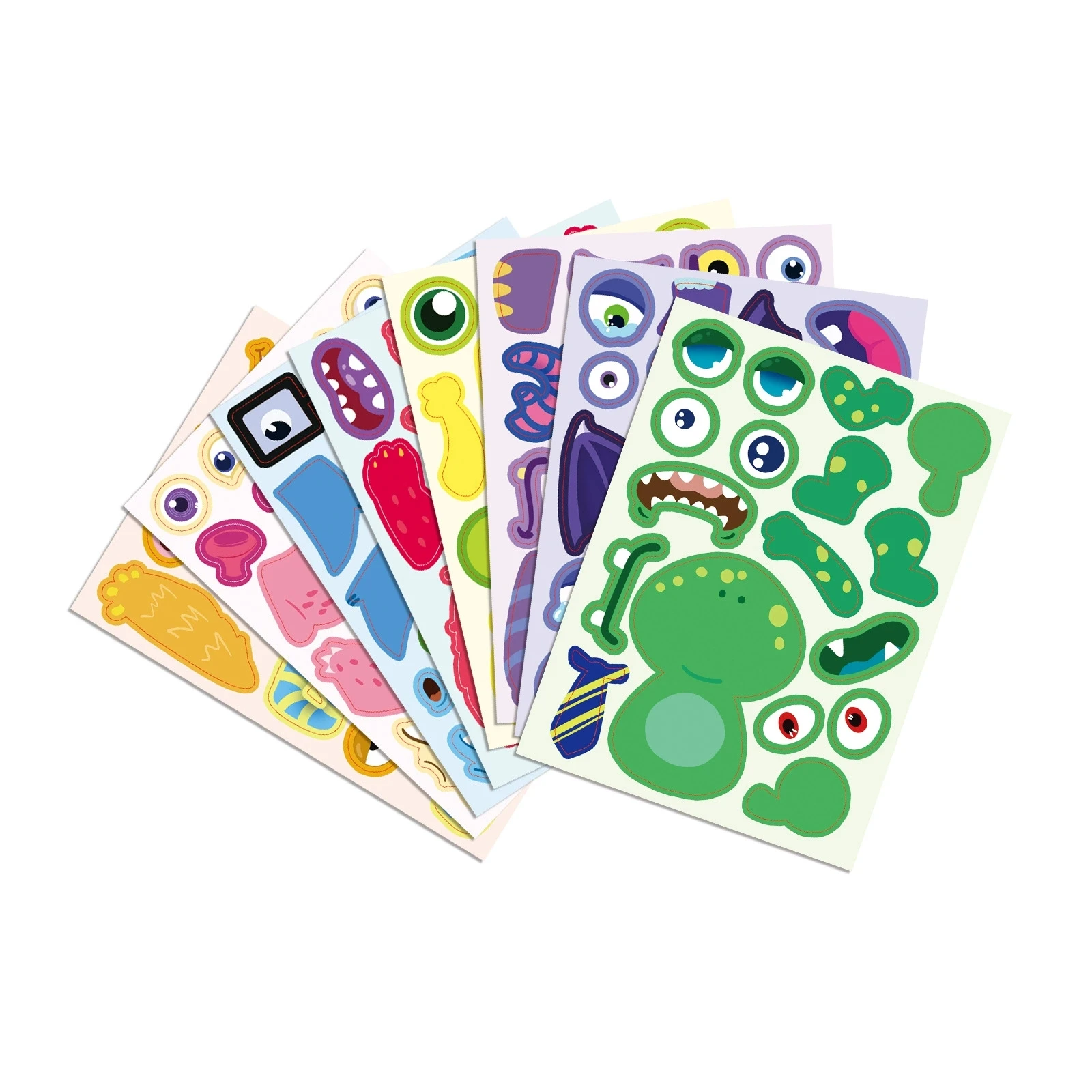 8-16-24 PCS/세트 리틀 몬스터 얼굴 바꾸기 스티커 얼굴 만들기 창의적인 DIY 문구 노트 보상 퍼즐 스티커