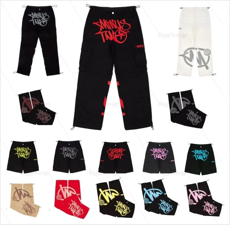 

Hot Harajuku Hip Hop Minus Two Cargo Y2k Pants Shorts Baggy Black Pants 2023 Street Dance Gothic Wide Leg Trousers Streetwear