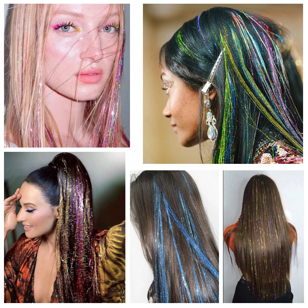 Sparkle Shiny Hair Tinsel Rainbow Strands Dazzles Women Hippie For Braiding  Headdress False Hair Extensions Decor Glitter Strips - Braiders - AliExpress
