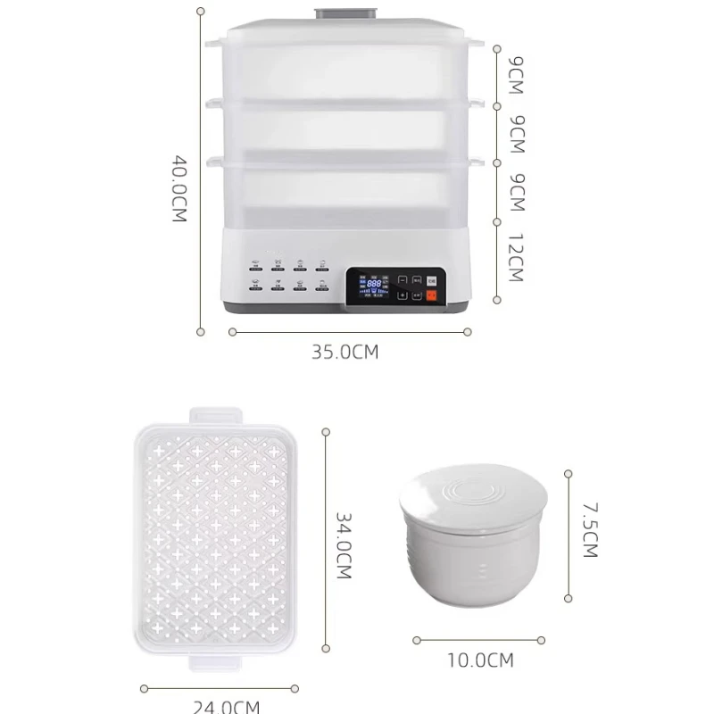 Electric Steamer Ceramic Stew Pot Household Automatic Household Three-layer Cooking Stew Pot
