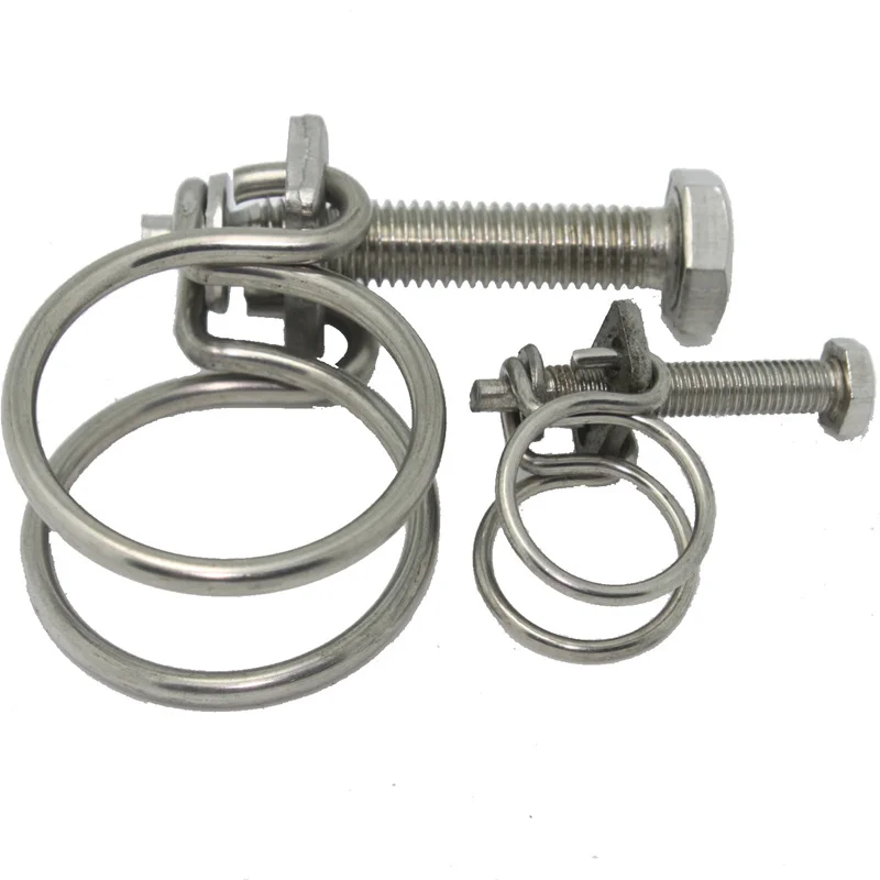 Heavy Duty Double Wire Hose Clamps Adjustable Pipe Clip Clamps 16-100mm For Woodworking Hoop Plumbing Fastener Hardware hose clamps,pipe clamps,woodworking clamps