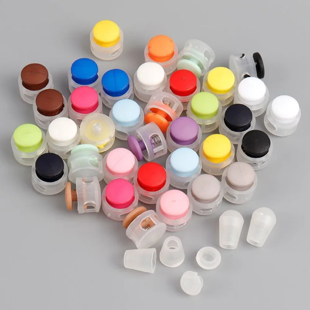 1Pcs Unbinding Colour Rope Lock Anti Slip Buckle Double Hole Press Button Spring Buckle Shoelace Buckle Rope Clamp