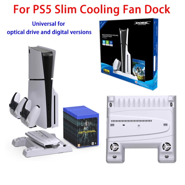 Multifunctional Cooling Fan Base For PS5 Slim Console Dual Controller Charging  Dock With CD Storage Rack For PS5slim Host - AliExpress