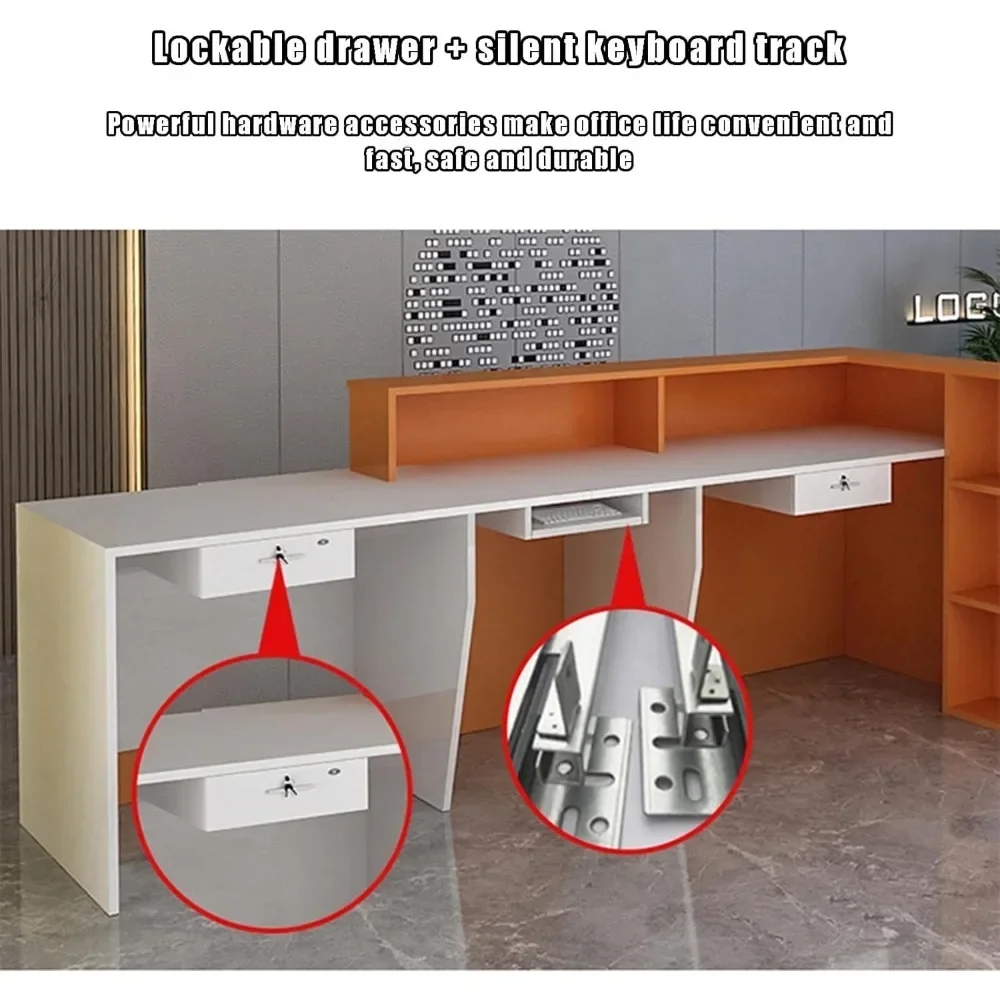 Front Counter Desk with Lockable Drawers, Reception Counter Desk,Modern Retail Counter, Wooden Computer Desk Reception Table 6