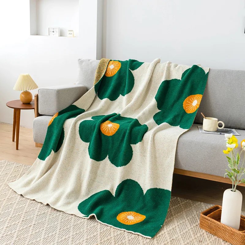 

Sun Flower Exquisite Design Nodic Style Knitted Coral blanket All Season Bedding Office Sofa Nap Air Conditioning Room Covering