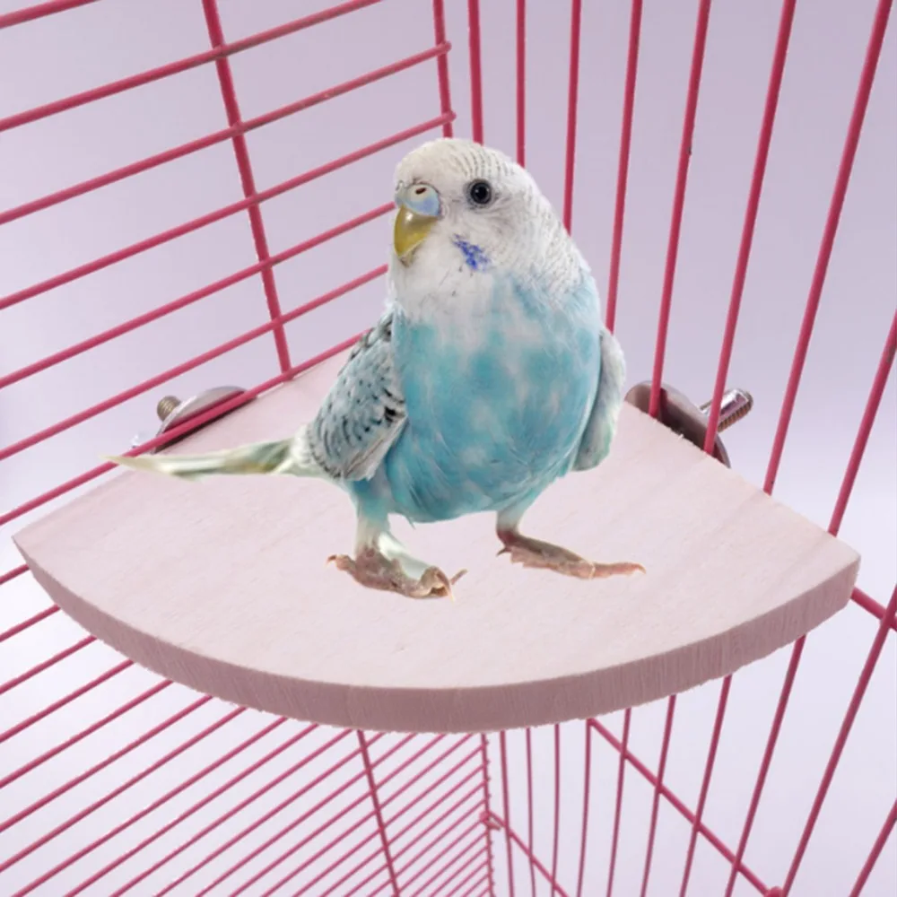 Bird Perch Stand Fan-shaped Wooden Rack for Bird Cage Small Animal