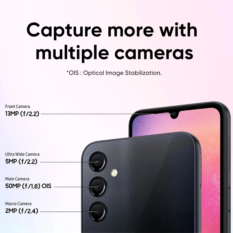 Samsung Galaxy A24 4G Smartphone 128GB ROM Android 13 6.5'' 90Hz Display 5000mAh Battery 25W Wired Charge 50MP Triple Camera
